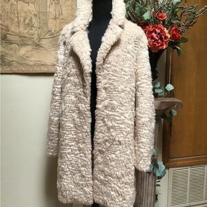 Karl Lagerfeld Cream Faux Fur Coat